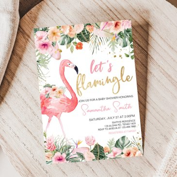 tropical flamingo baby shower invitation