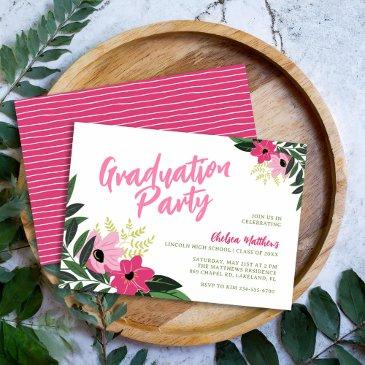 tropical floral graduation party invitation