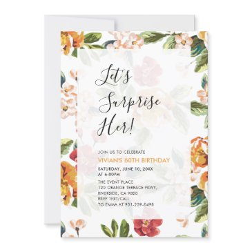 tropical floral surprise adult 60th birthday party invitation