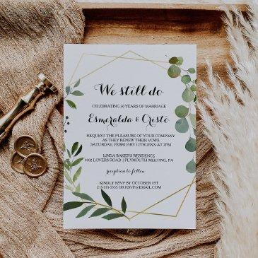 tropical green leaves vow renewal invitation