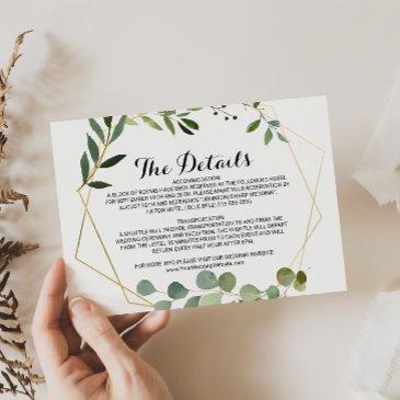 tropical green leaves wedding details insert card