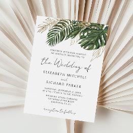 Small Tropical Greenery Botanical Summer Boho Wedding Invitation Front View