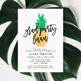 Small Tropical Luau Graduation Party Invitation Front View