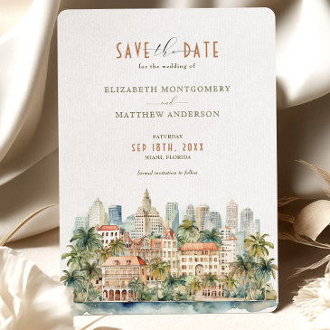 tropical miami bliss save-the-date invitation
