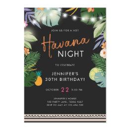 Small Tropical Party Hot Night In Havana Birthday Shower Invitation Front View