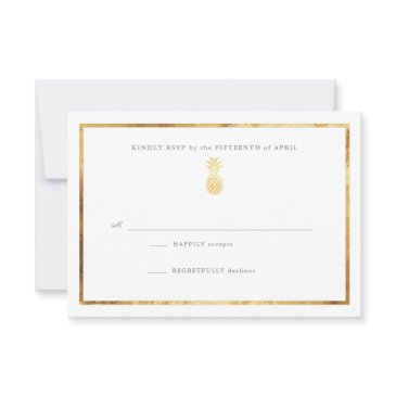tropical pineapple gold wedding rsp rsvp invitations