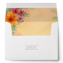 Small Tropical Sunset Personalized Envelope Front View