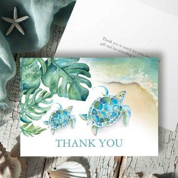 tropical thank you invitations watercolor sea turtle