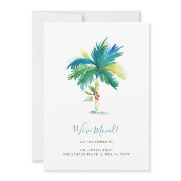 tropical watercolor palm tree moving announcement