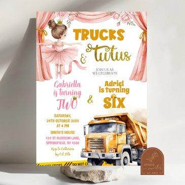 trucks and tutus joint birthday invitation