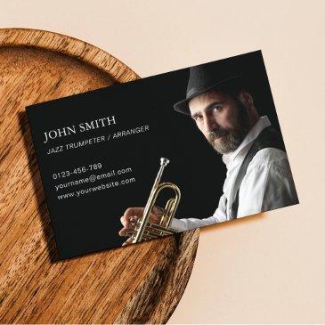 trumpeter custom photo modern black business invitations