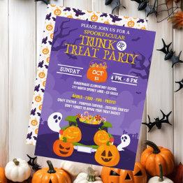 Small Trunk Or Treat Halloween Party Invitation Front View