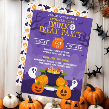 trunk or treat halloween party invitation
