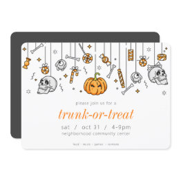 Small Trunk Or Treat Modern Chic Halloween Party Invitation Front View