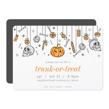 trunk or treat modern chic halloween party invitation