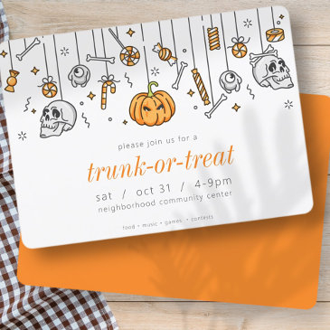 trunk or treat modern chic halloween party invitation