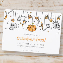 Small Trunk Or Treat Modern Chic Halloween Party Invitation Front View