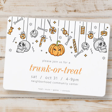 trunk or treat modern chic halloween party invitation
