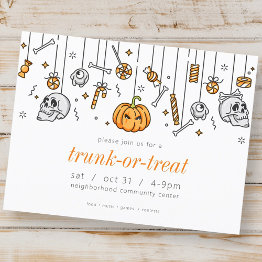 Small Trunk Or Treat Modern Chic Halloween Party Invitation Postinvitations Front View