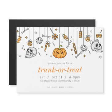 trunk or treat modern chic halloween party magnetic invitation