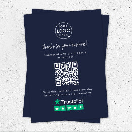 Small Trustpilot Review Business Thank You Qr Code Navy Enclosure Invitations Front View