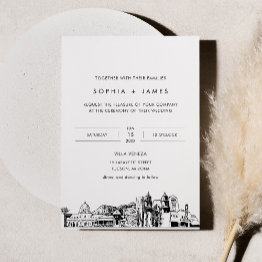 Small Tucson Skyline Wedding Invitation With Photo Front View