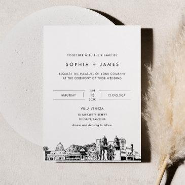 tucson skyline wedding invitation with photo