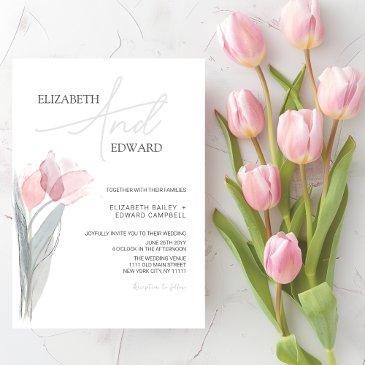 tulip modern minimalist elegant typography wedding invitation