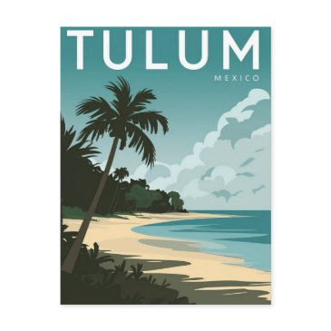 tulum beach, mexico vintage retro postinvitations
