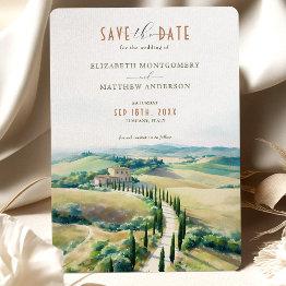 Small Tuscan Elegance Save The Date Italian Countryside Invitation Front View