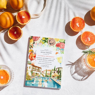 tuscan italian pool party | spritz bridal shower invitation