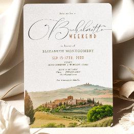Small Tuscany Bachelorette Weekend Travel Itinerary Invitation Front View