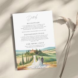 Small Tuscany Watercolor Illustration Skyline Wedding Enclosure Invitations Front View