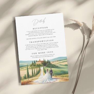tuscany watercolor illustration skyline wedding enclosure invitations