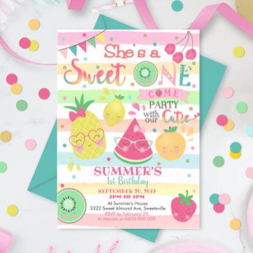 tutti frutti 1st birthday invitation