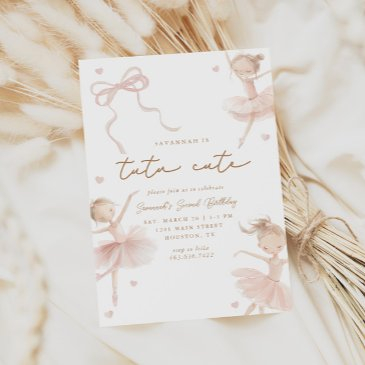 tutu cute girls' second ballerina birthday invitation
