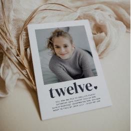 Small Twelve Heart - Square Photo Birthday Invitation Front View