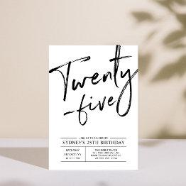 Small Twenty Five | Modern 25th Birthday Party Invitation Front View