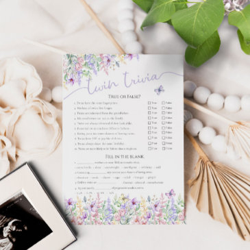 twin trivia wildflower butterfly garden game invitation