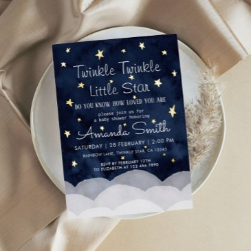 twinkle little star whimsical baby shower foil invitation