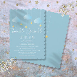 Small Twinkle Sprinkle Little Star Baby Shower Sprinkle Invitation Front View