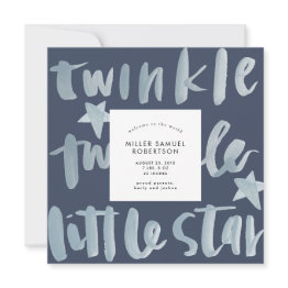 Small Twinkle Twinkle Little Star Birth Announcement Front View