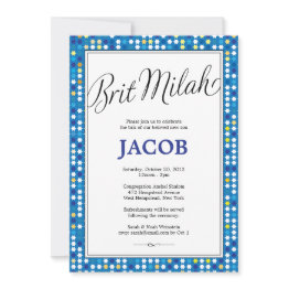 Small Twinkling Stars Bris/circumcision Invitation Front View
