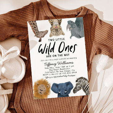 twins safari baby shower two little wild ones invitation