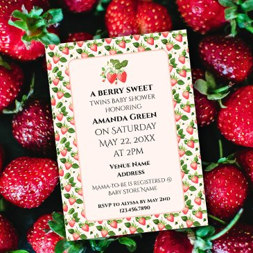 twins small berry sweet strawberry invitation