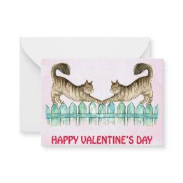Small Two Cats On A Fence Valentine Invitations Front View