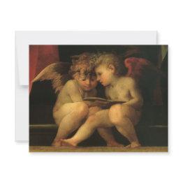 Small Two Cherubs Reading By Rosso Fiorentino, Angels Front View