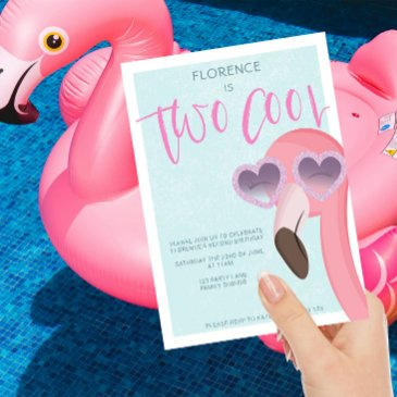 two cool | tropical summer flamingo birthday invitation