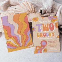 Small Two Groovy Birthday Invitation | Groovy Birthday Front View