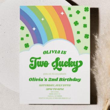 two lucky st. patrick's day 2nd birthday party invitation